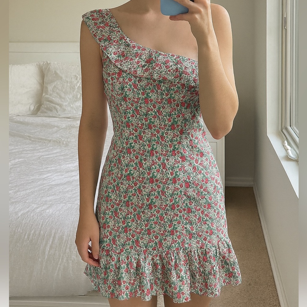 J. CREW x LIBERTY Georgina‎ One Shoulder Dress Ditsy Floral Women Sz 8 Summer